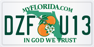 FL license plate DZFU13
