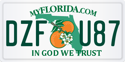 FL license plate DZFU87