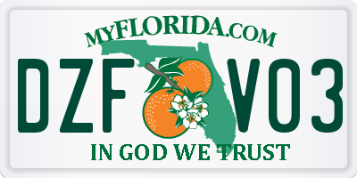 FL license plate DZFV03