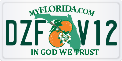 FL license plate DZFV12