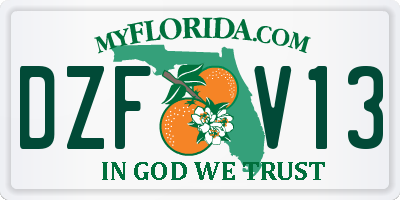 FL license plate DZFV13