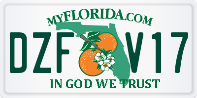 FL license plate DZFV17