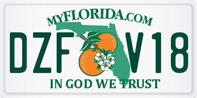 FL license plate DZFV18