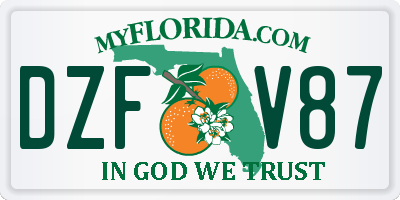 FL license plate DZFV87