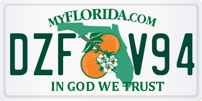 FL license plate DZFV94
