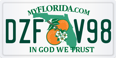 FL license plate DZFV98