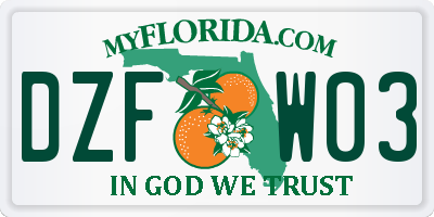 FL license plate DZFW03