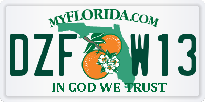 FL license plate DZFW13