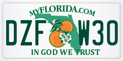FL license plate DZFW30