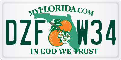 FL license plate DZFW34