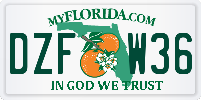 FL license plate DZFW36