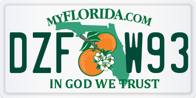 FL license plate DZFW93