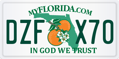 FL license plate DZFX70
