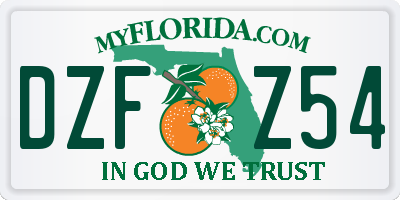FL license plate DZFZ54