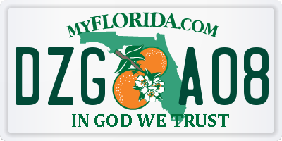 FL license plate DZGA08