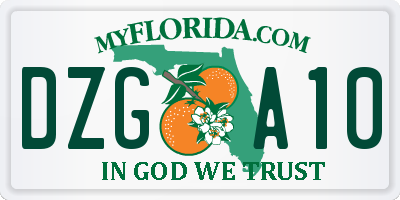 FL license plate DZGA10