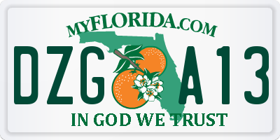 FL license plate DZGA13