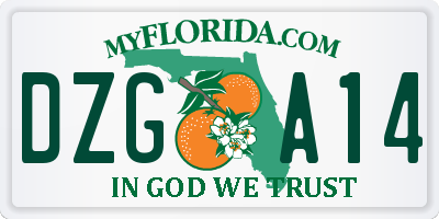 FL license plate DZGA14