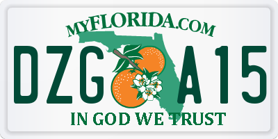 FL license plate DZGA15
