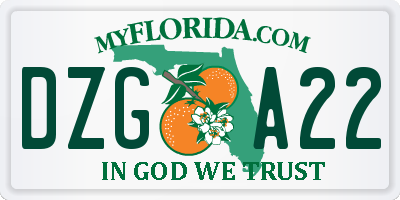 FL license plate DZGA22