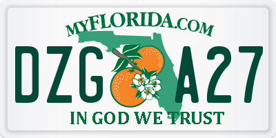FL license plate DZGA27