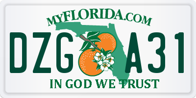 FL license plate DZGA31