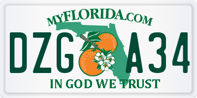 FL license plate DZGA34