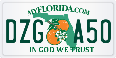FL license plate DZGA50
