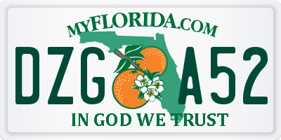 FL license plate DZGA52