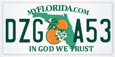 FL license plate DZGA53