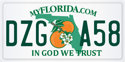 FL license plate DZGA58