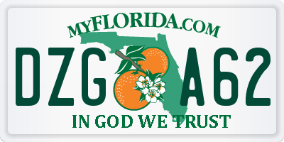 FL license plate DZGA62