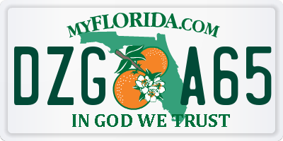 FL license plate DZGA65