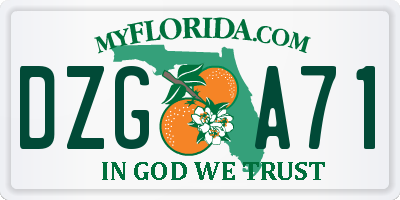 FL license plate DZGA71
