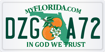 FL license plate DZGA72