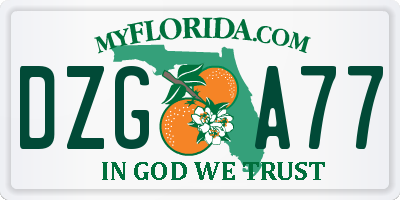 FL license plate DZGA77