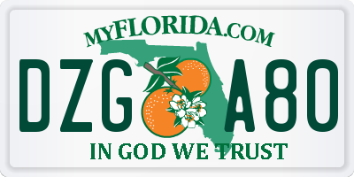 FL license plate DZGA80