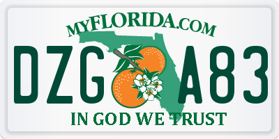 FL license plate DZGA83