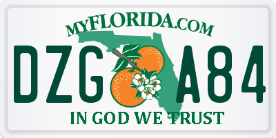 FL license plate DZGA84