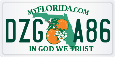 FL license plate DZGA86