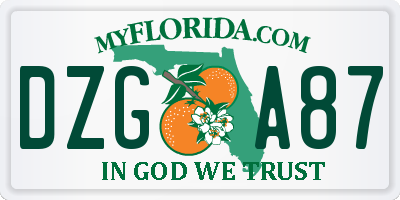 FL license plate DZGA87