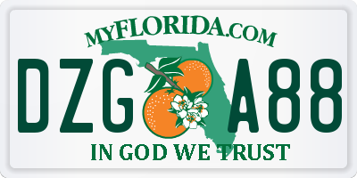 FL license plate DZGA88