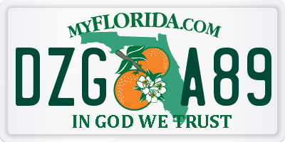 FL license plate DZGA89