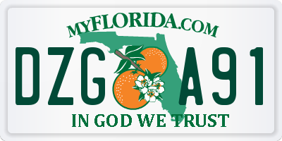 FL license plate DZGA91