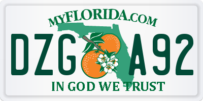 FL license plate DZGA92