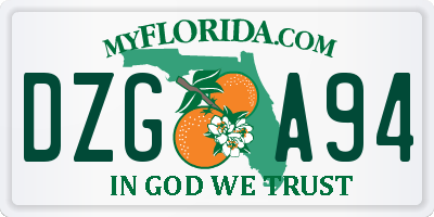 FL license plate DZGA94