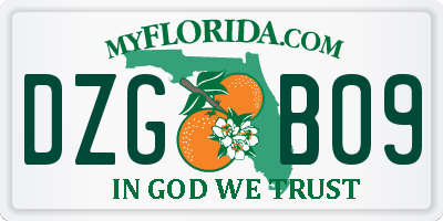 FL license plate DZGB09