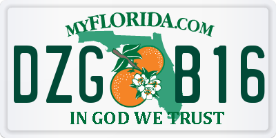 FL license plate DZGB16