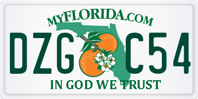 FL license plate DZGC54