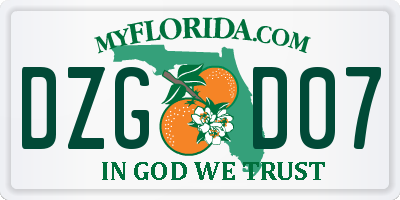 FL license plate DZGD07